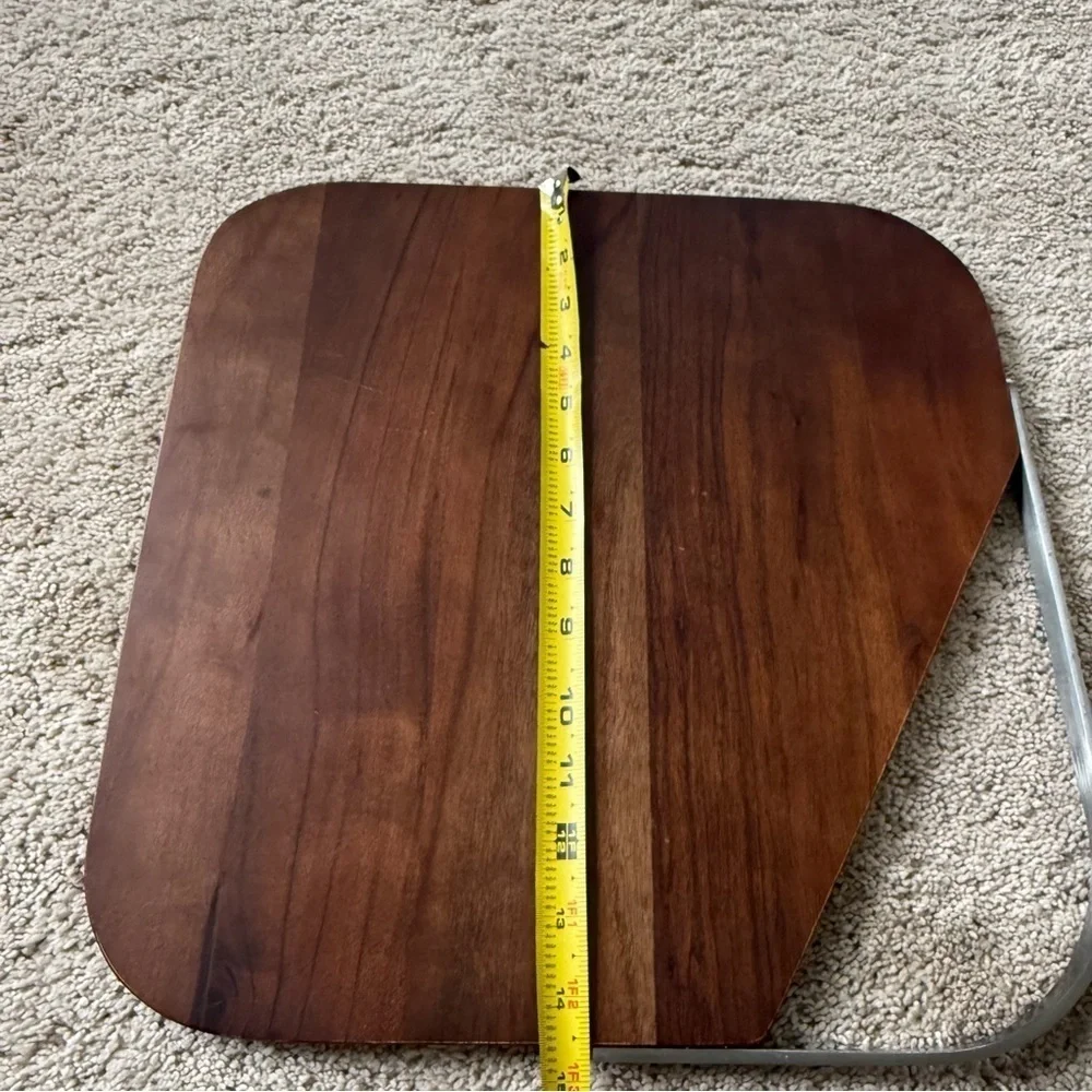 Crate & Barrel Boyd Serving Board Wood and Metal Accent Cutting Board